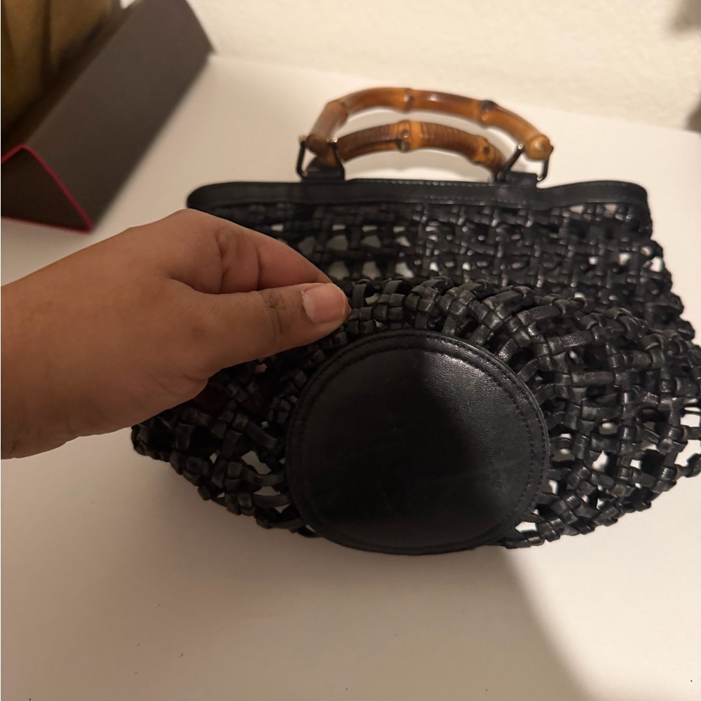 vintage Gucci woven leather and bamboo top-handle bag. - Picture 5 of 16